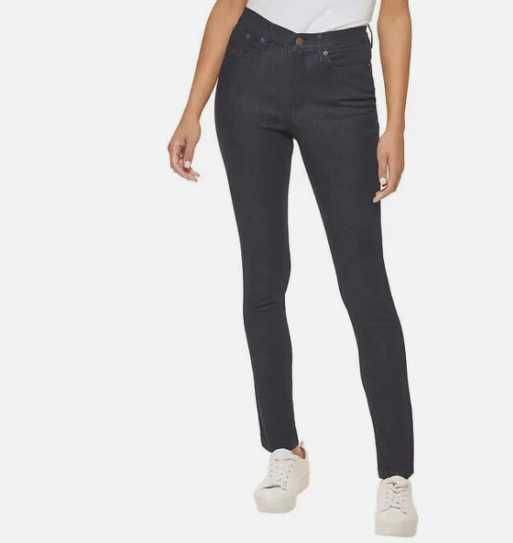 Calvin Klein Womens Dark Wash Skinny Jeans Size 16 32x29 High Rise Stretch Logo